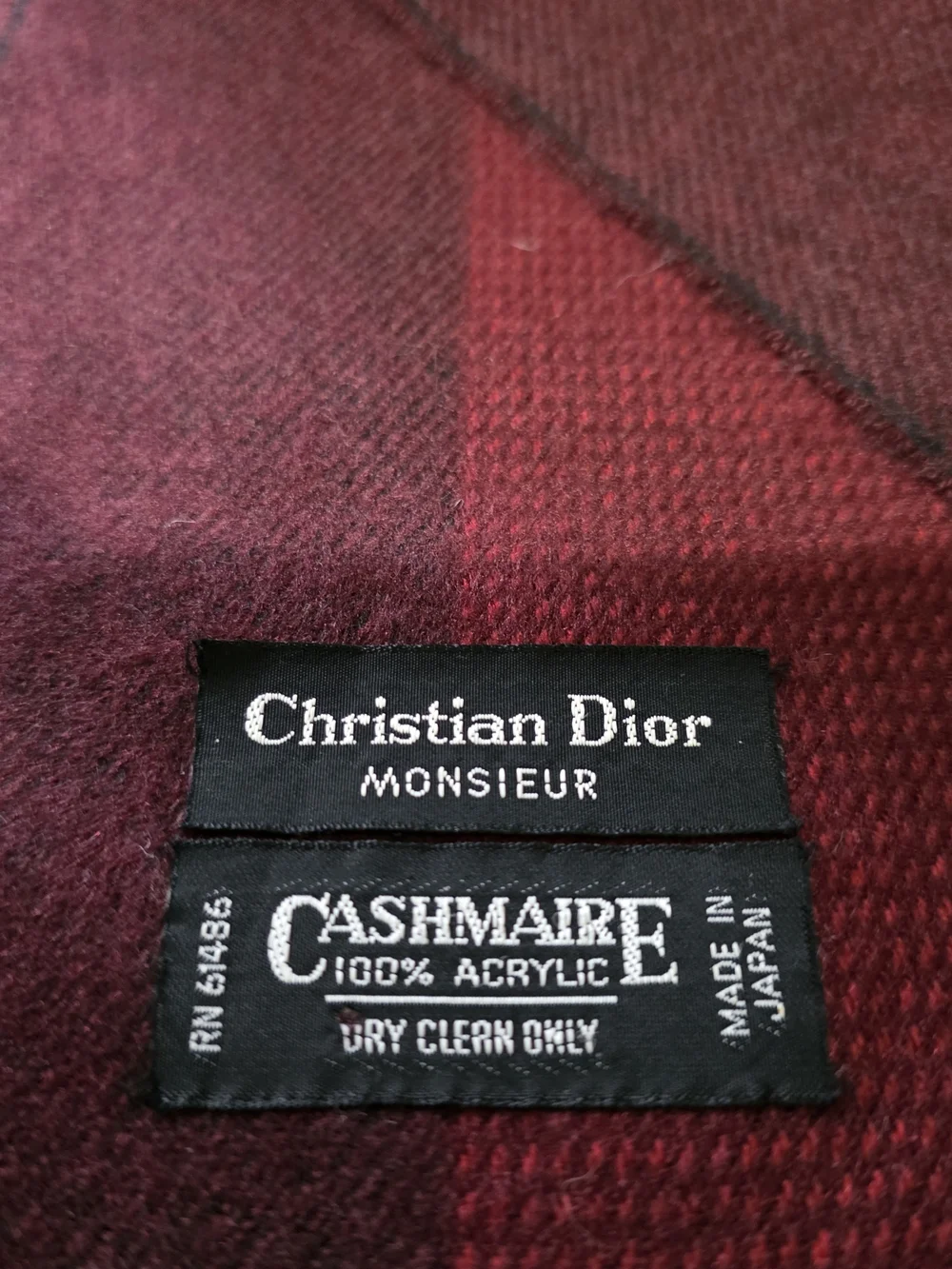 Dior Monsieur Red Burgundy Cashmere-Blend Scarf